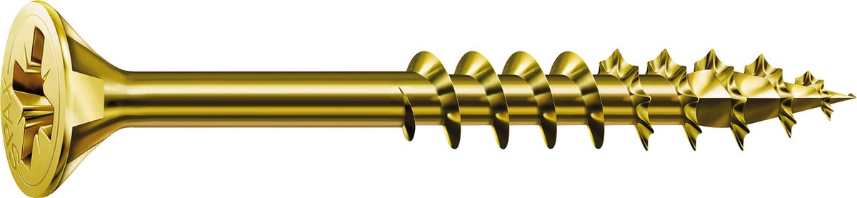 Tornillo universal Spax, 4 x 60 mm, 180 piezas, rosca parcial, cabeza avellanada, ranura en cruz z2, 4cut, amarillo - 8000000287435
