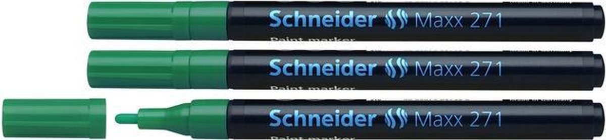 Schneider schrijfwaren schneider lakmarker - maxx 271 - 1-2 mm - groen - 3 stuks - s-127104-3