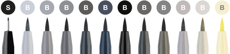 Penna da disegno Faber-castell - penna Pitt Artist - pennello - 12 pezzi - scala di grigi - fc-267423