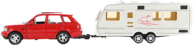Toi-toys metal pull-back car with caravan 1:48