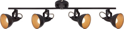 Briloner soft - Foco de techo - Foco retro de superficie - negro-oro - 2x casquillo E14 - inclinable - metal - 79 cm