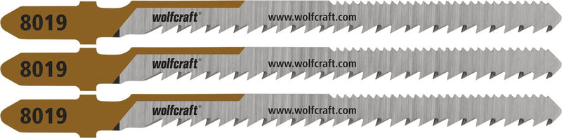 Wolfcraft - lame per seghetto alternativo per legno duro 50 mm - taglio a specchio - lama per seghetto alternativo hcs con attacco a T - legno - 8019000