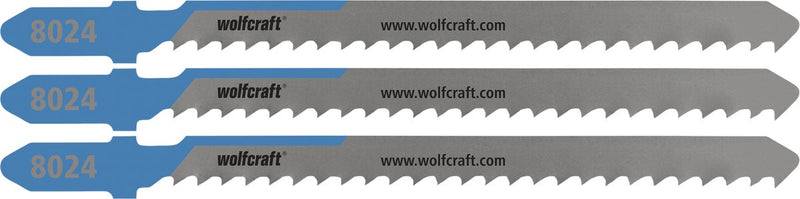 Wolfcraft - Lame per seghetto alternativo in acciaio fino a 6 mm - 3 pezzi - Lama per seghetto alternativo HSS con albero a T - 8024000