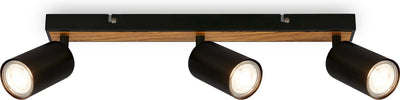 Briloner tib - proyector de techo - 2172034 - giratorio - encendido/apagado mediante interruptor de pared - 15,5 x 5,5 x 44 cm - madera negra