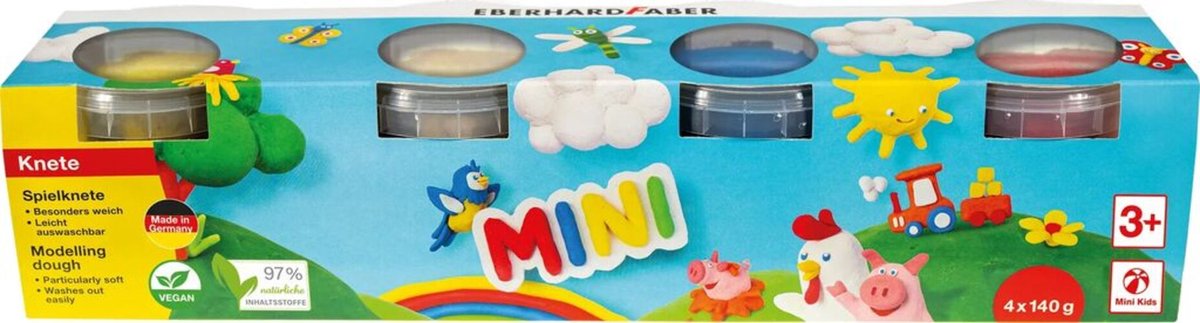 Pasta per bambini Eberhard faber - 4x in tazza - 140 grammi - bianco-giallo-rosso-blu - ef-572506