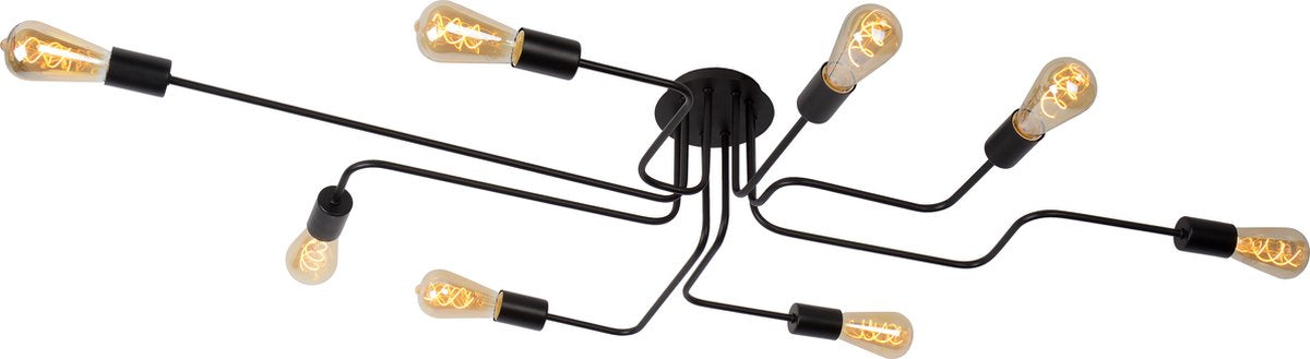 Lucide lester - plafonnière (plafondlamp) - 8xe27 - zwart