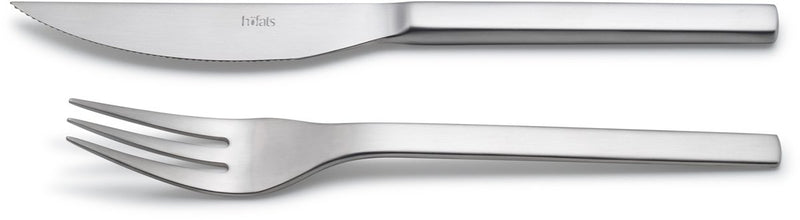 Set di posate da bistecca Höfats da 8 pezzi per 4 persone con coltello da bistecca, forchetta da bistecca e scatola di legno, in acciaio inossidabile