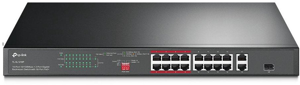 Switch di rete Tp-link TL-SL1218P Gigabit Ethernet non gestito (10 100 1000) Power over Ethernet (POE) 1h nero