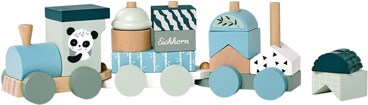 Eichhorn Wooden Block Train Panda, 16dlg.