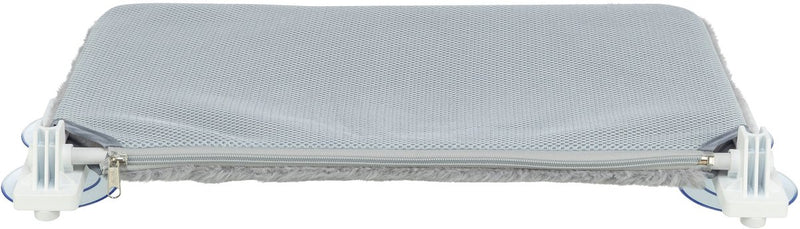 Trixie amaca da finestra pieghevole in rete di peluche bianco grigio