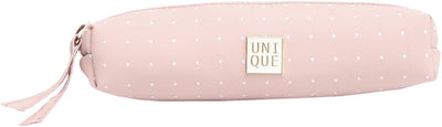 Ancor school pencil case unique empty rectangular 1-compartment dots pink - an-122121-c