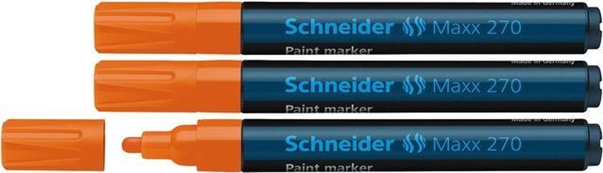 Schneider schrijfwaren schneider lakmarker - maxx 270 - 1-3 mm - oranje - 3 stuks - s-127006-3