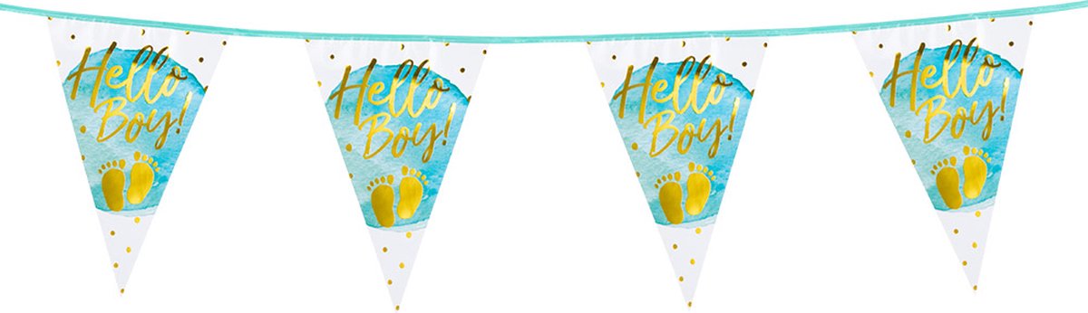 Boland - folievlaggenlijn 'hello boy!' - geen thema - babyshower