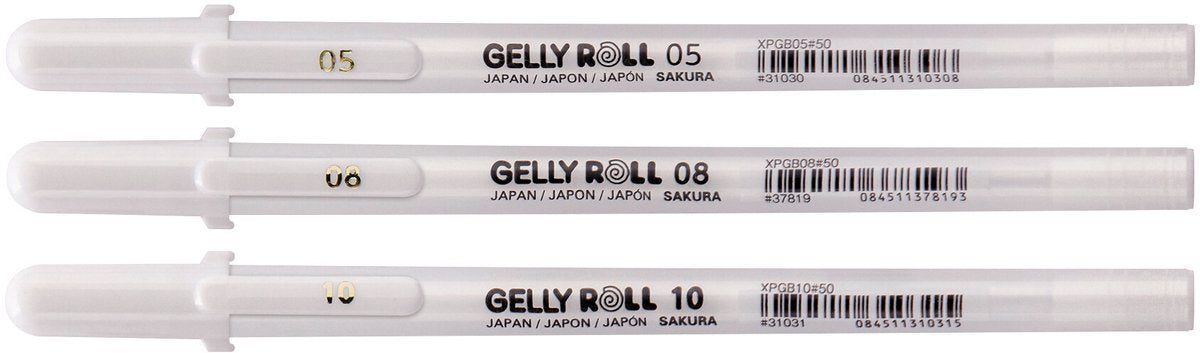 Sakura gel writer gelly roll classico set da 3 larghezze bianco | 6 pezzi