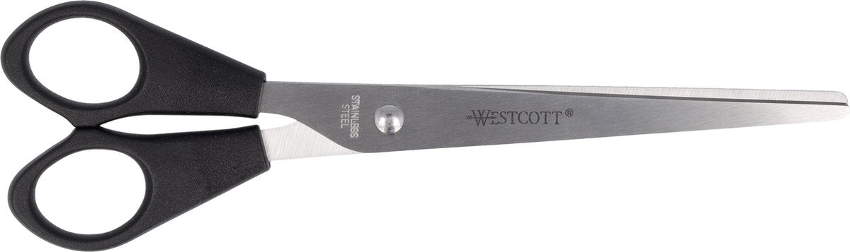 Forbici da ufficio Westcott - 17,1 cm - lame in acciaio inossidabile - manico in plastica nera - per mancini - ac-e31172