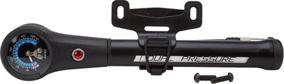 Bbb mini bomba de bicicleta de doble presión con manómetro - bomba de bicicleta de montaña - bomba de horquilla delantera y amortiguador - 21 bar - negro - bmp-39