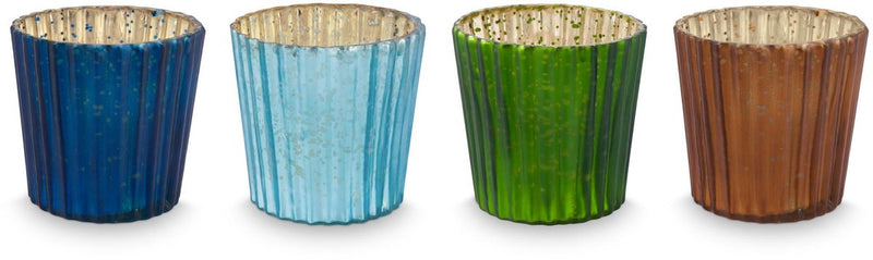 Juego de 4 portavelas Pip Studio - portavelas de cristal - azul - 7x7cm