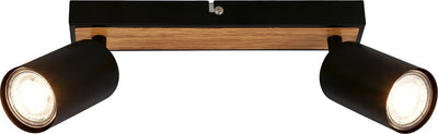 Briloner tib - foco de techo - 2172024 - giratorio - encendido/apagado mediante interruptor de pared - 15,5 x 5,5 x 25,5 cm - madera negra