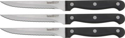 Homey's cooking equip steak knife set - 3-piece - stainless steel abs - micro serration