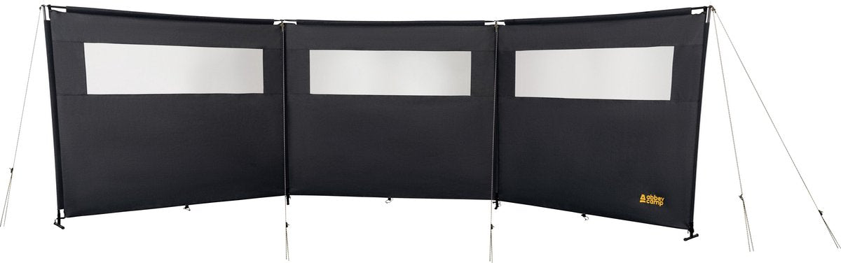 Abbey camp windscherm met topbuis - grijs - ca. 500 x 145 cm - met raam
