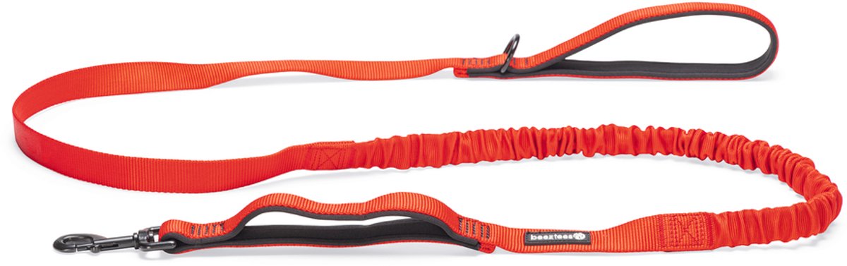 Beeztees parinca premium elastische looplijn - hondenriem - nylon - rood - 180 cm x 25 mm