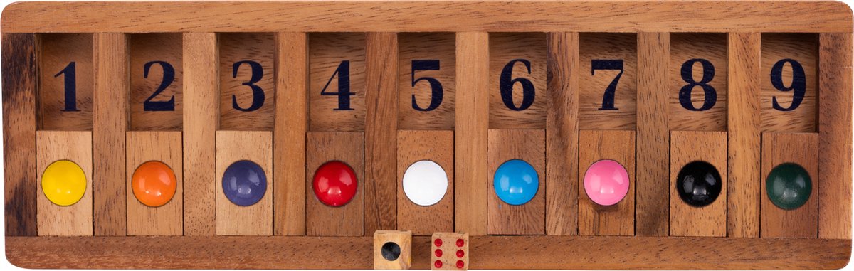 Longfield shut the numbers – houten dobbelspel – acaciahout – inclusief 2 dobbelstenen – engelhart