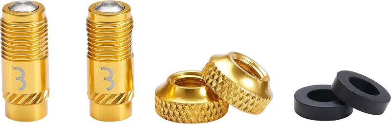 Corecap ciclismo Bbb - set di aggiornamento valvola universale - 300% di flusso d'aria in più - adatto a tutte le pompe - formato da presta a schrader - 2 pezzi - oro - bti-165