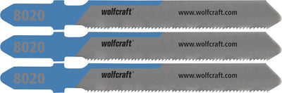 Wolfcraft - 3 lame per seghetto alternativo per acciaio fino a 1 mm - taglio fine - piastra in acciaio - 8020000