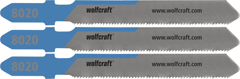 Wolfcraft - 3 lame per seghetto alternativo per acciaio fino a 1 mm - taglio fine - piastra in acciaio - 8020000