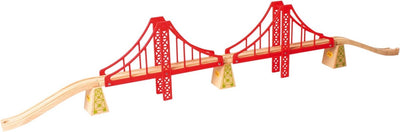 Bigjigs Wooden Rails Double Suspension Bridge, 7dlg.