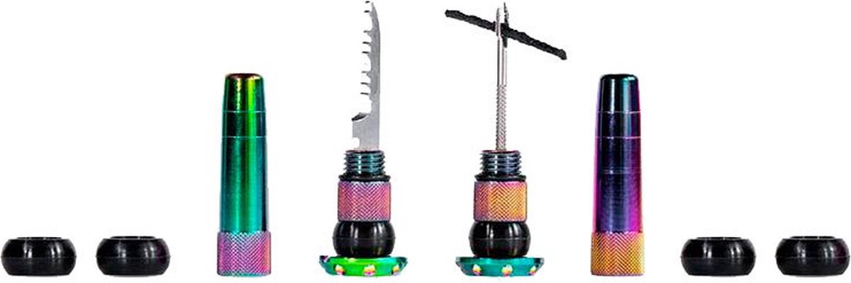 Muc-off muc off kit di riparazione tappi antiforatura tubeless stealth arcobaleno