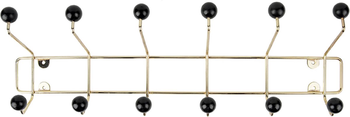 Perchero para sombreros Saturno - dorado con bolas negras - 53,5x15x14cm - escandinavo - perchero de pared - perchero dorado - perchero para sombreros