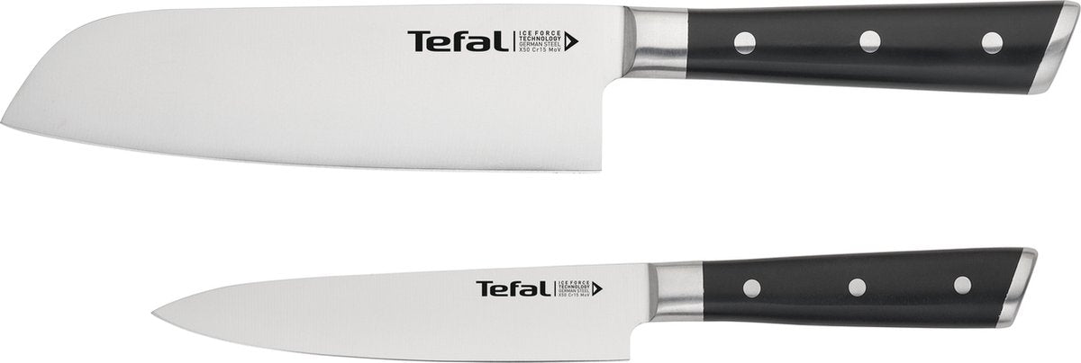 Set coltelli Tefal Ice Force - 2 pezzi - coltello santoku 16,5 cm - coltello piccolo 13 cm - acciaio inossidabile - durevole