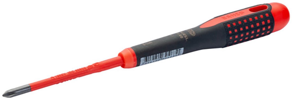Bahco insulated slim ergo™ phillips screwdriver with ph1 tri-component handvat rood