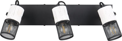 Trio tosh - spot - blanco y negro - excl. 3x e14 40w - foco de techo - elementos de madera en blanco