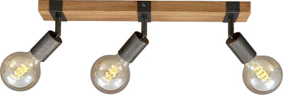 Briloner leuchten wood basic - lampada da soffitto - faretti ruotabili - 3xe27 max. 25w - materiale: legno e metallo - colore: nero e grigio metallo