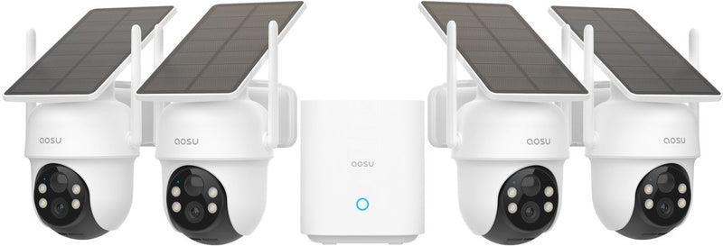 Kit Aosu solarcam d1 classic - 4 telecamere di sicurezza con risoluzione 2k - Visione a 360° Tracciamento AI