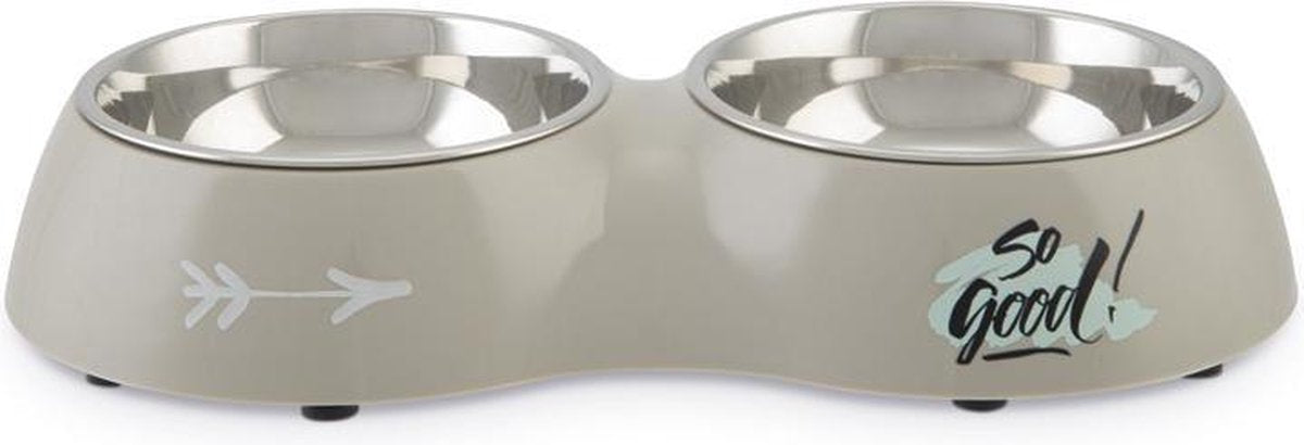 Beeztees so good - ciotola per cibo per cani - plastica - grigia - 34x17,5x5,5 cm