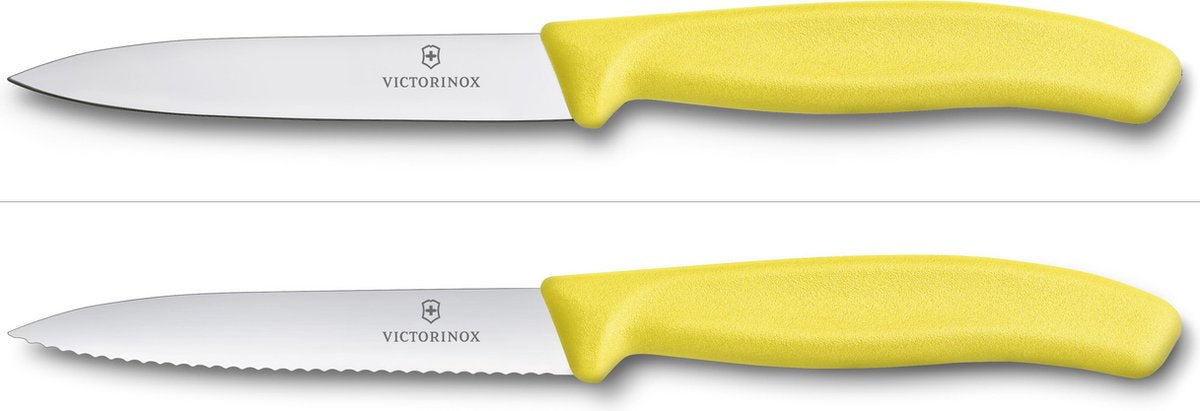 Coltello da ufficio Victorinox Swiss Classic - 2 pezzi: liscio e seghettato - giallo