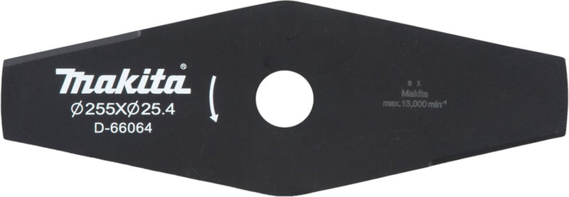 Navaja cortacésped Makita de 2 dientes de acero con dos dientes para guadañas y desbrozadoras 255 x 25,4 mm (d-66064)