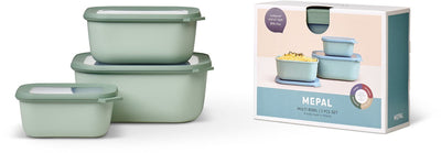 Mepal - set di contenitori per alimenti cirqula multi ciotola - 750 + 1500 + 3000 ml - rettangolare - nordig sage