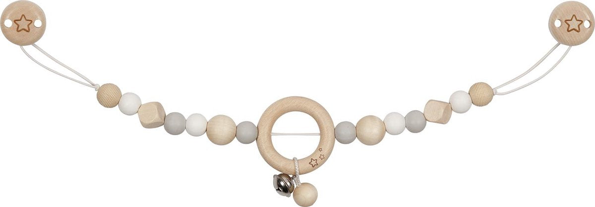 Goki Wooden Stroller Chain Star Grey con clips