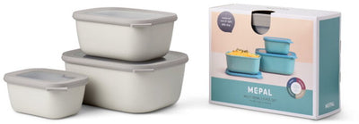 Mepal - set contenitori per alimenti multiciotola Cirqula - 750 + 1500 + 3000 ml - rettangolare - bianco nordico