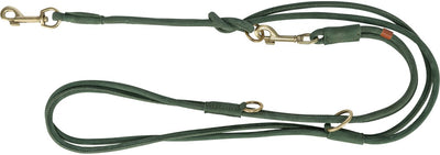 Trixie dog leash pure adjustable round -stitched leather saliegroen