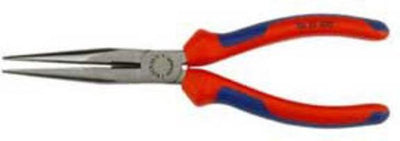 Alicates de punta plana Knipex con cortador lateral (alicates para teléfonos) | 200 mm de longitud | mangos multicomponente | negro atramentado - 26 12 200 sb
