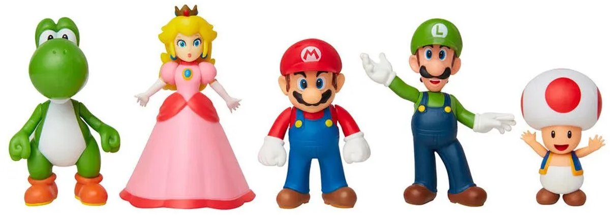 Jakks Nintendo Super Mario Friends Figuras coleccionables, paquete de 5, multicolor, plástico, unisex