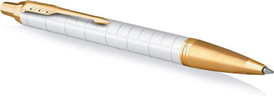 Penna a sfera Parker im premium | perla con dettaglio oro | punta media con inchiostro blu | confezione regalo