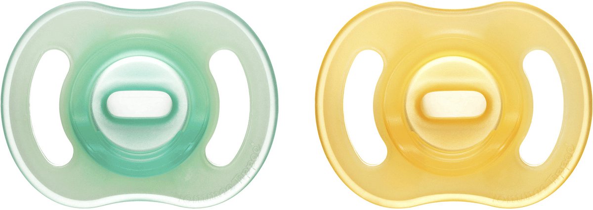 Succhietti notturni ultraleggeri Tommee Tippee Stayput - 0-6 mesi - set da 2 - ciuccio monopezzo che si illumina al buio