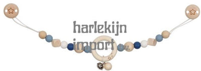 Goki Wooden Stroller Chain Star Blue con clips