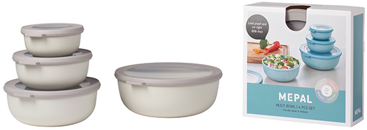 Mepal - multikom cirqula vershouddoos set - 350 + 750 + 1250 + 2250 ml - rond - nordic white